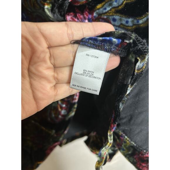 John Mark Floral Velvet Blouse Top Long Sleeve Black Women Size 2X - Picture 6 of 7